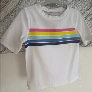 Janie and Jack White Rashguard with Multicolor Stripes
